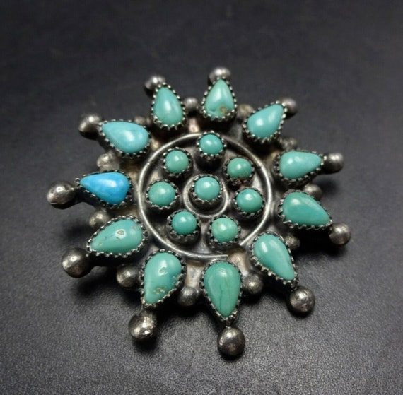 Old Pawn TURQUOISE PETIT POINT Sterling Silver 1.… - image 3