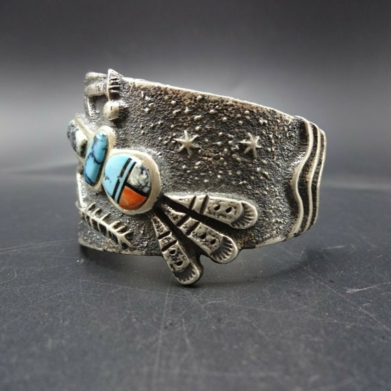 Lester James NAVAJO Tufa Cast Sterling Silver RAI… - image 9