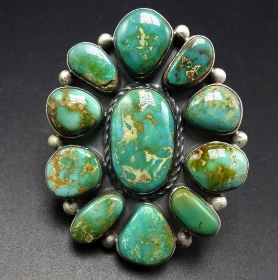 HUGE Gorgeous Sterling Silver & Royston TURQUOISE… - image 1