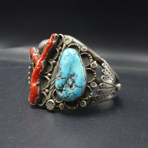 Old 1950s Sterling Silver Branch Coral and BLUE T… - image 9