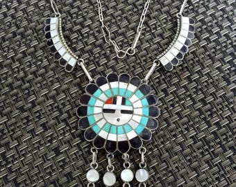 Zuni Sunface Multi-stone Inlay Bracelet by JD Massie - Etsy