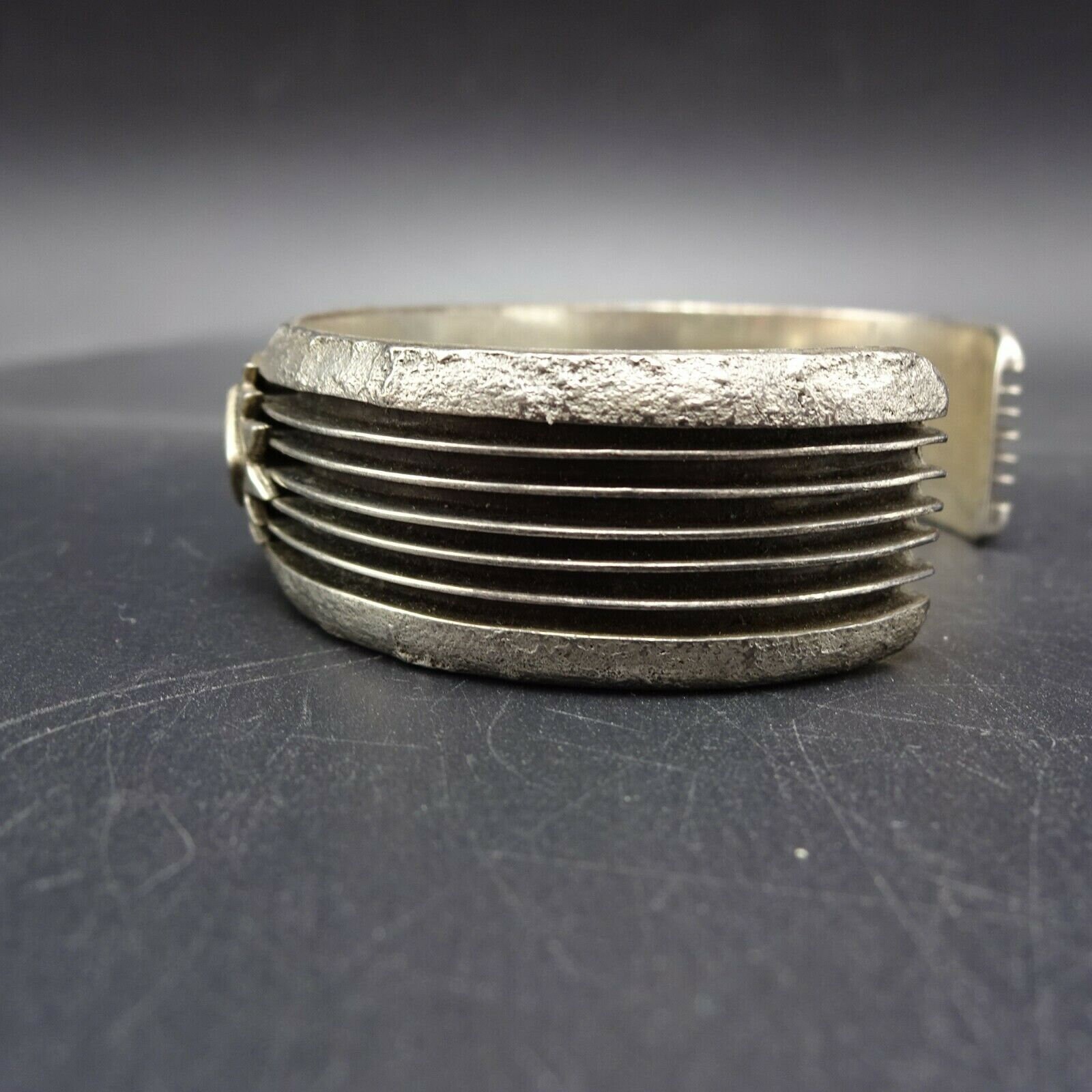 Vintage NAVAJO Sterling Silver KINGMAN TURQUOISE Cuff Bracelet Applied ...