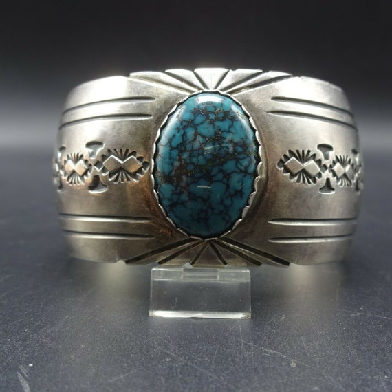 Vintage NAVAJO Hand Stamped Sterling Silver SPIDERWEB