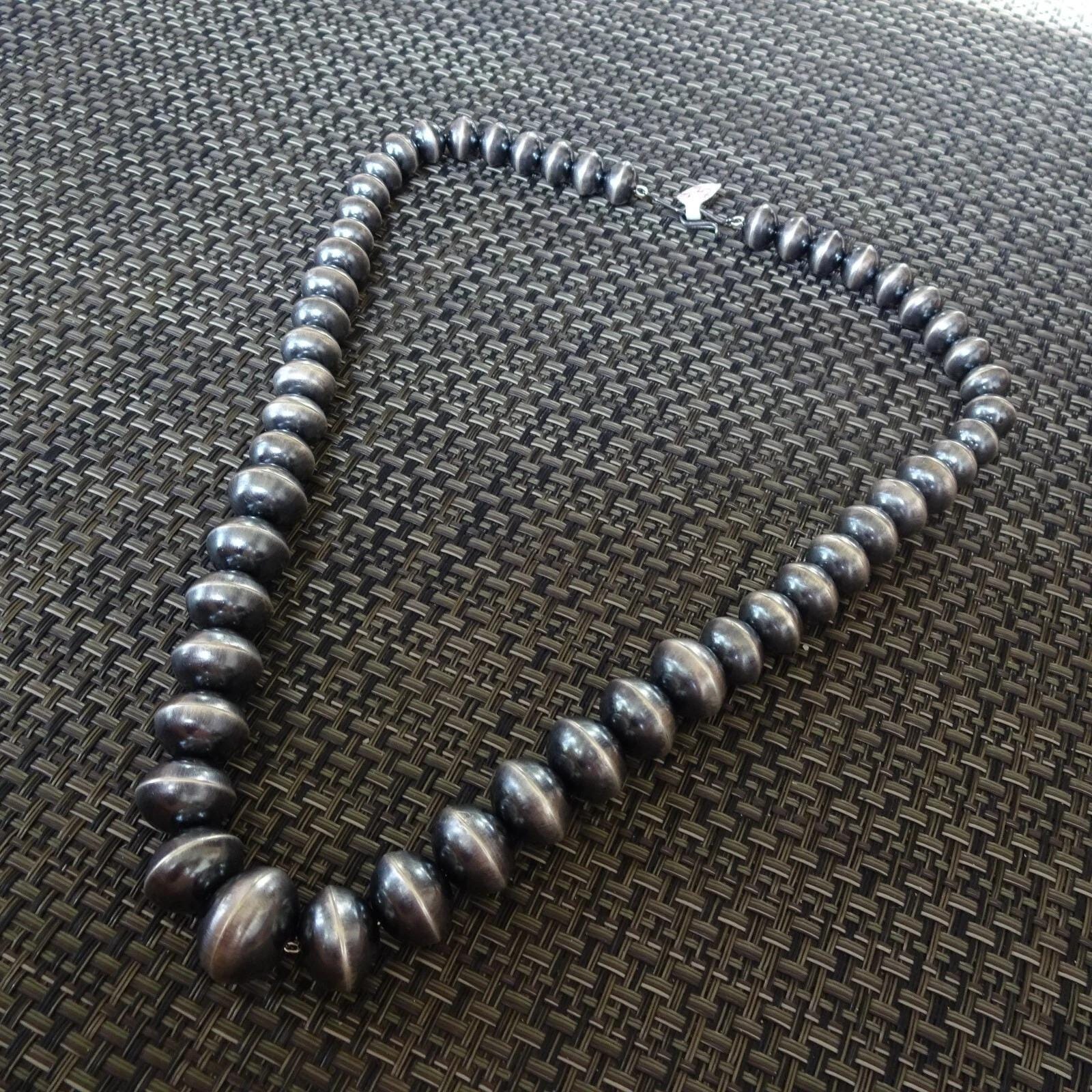LILLIAN YAZZIE Handmade Sterling Silver NAVAJO Pearls 25