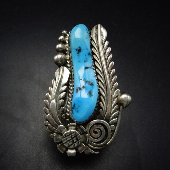 Rare Squared Sky Blue Turquoise Vintage Native American Jewelry Navajo Sterling Silver Ring Rare Squared Sky Blue Turquoise Vintage Native American Jewelry Navajo Sterling Silver Ring