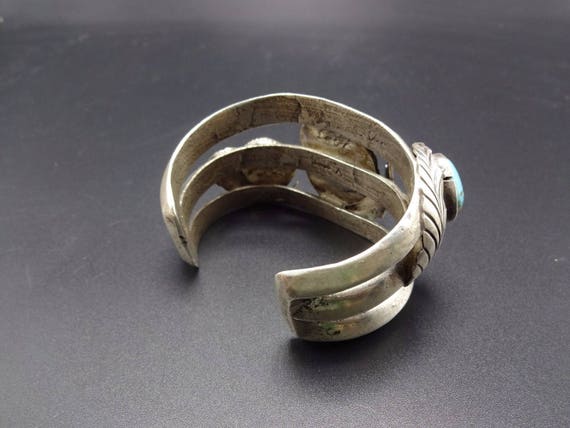 Signed Vintage NAVAJO Heavy Cast Sterling Silver … - image 5