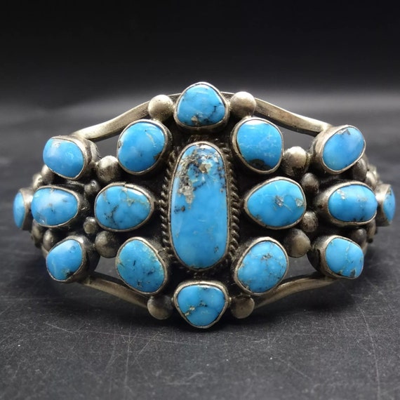 Verdy Jake Vintage Native American Navajo Morenci Turquoise Sterling Silver Bracelet Verdy Jake Vintage Native American Navajo Morenci Turquoise Sterling Silver Bracelet