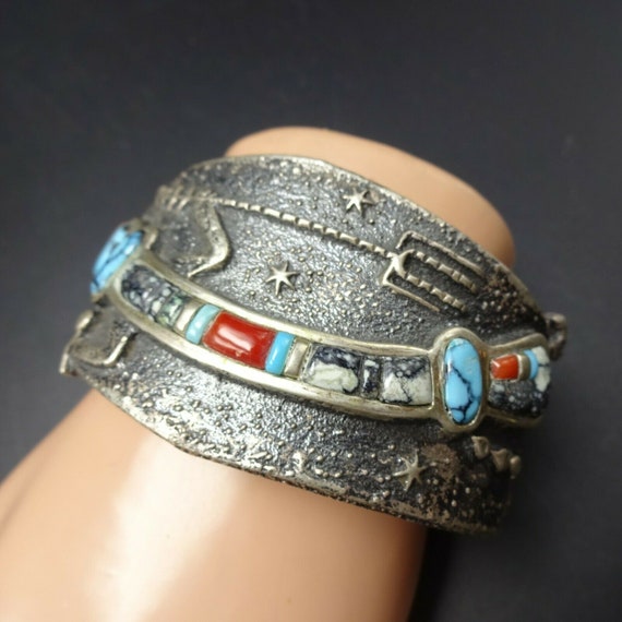 Lester James NAVAJO Tufa Cast Sterling Silver RAI… - image 3