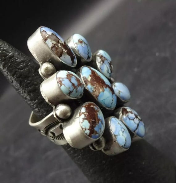 BETTY TOM Navajo Golden Hills TURQUOISE Sterling Silver Ring Size