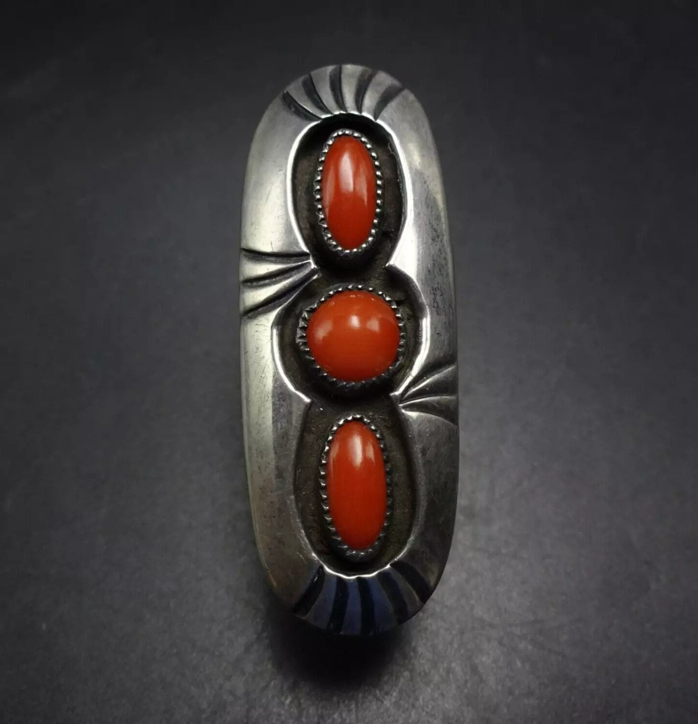 Vintage JOHN WHITE Navajo Red MEDITERRANEAN Coral Sterling