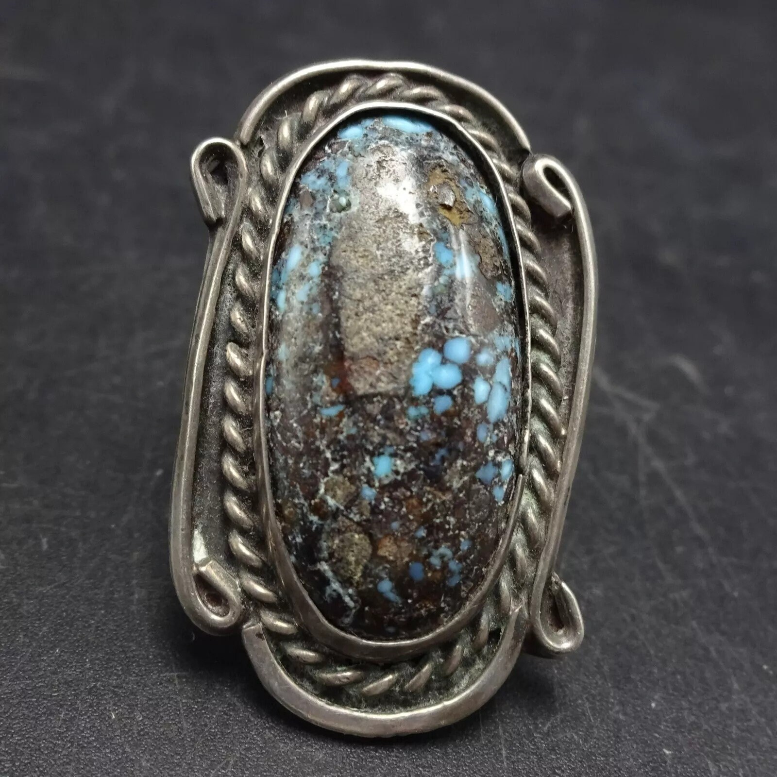 Very Rare Navajo New Lander Blue Turquoise Native American Jewelry Silver Ring Very Rare Navajo New Lander Blue Turquoise Native American Jewelry Silver Ring