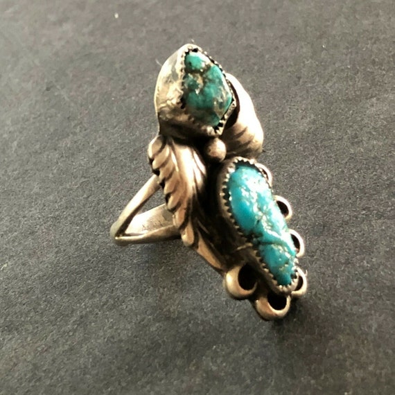 Vintage Navajo DAVID K LISTER Sterling Silver Natural TURQUOISE