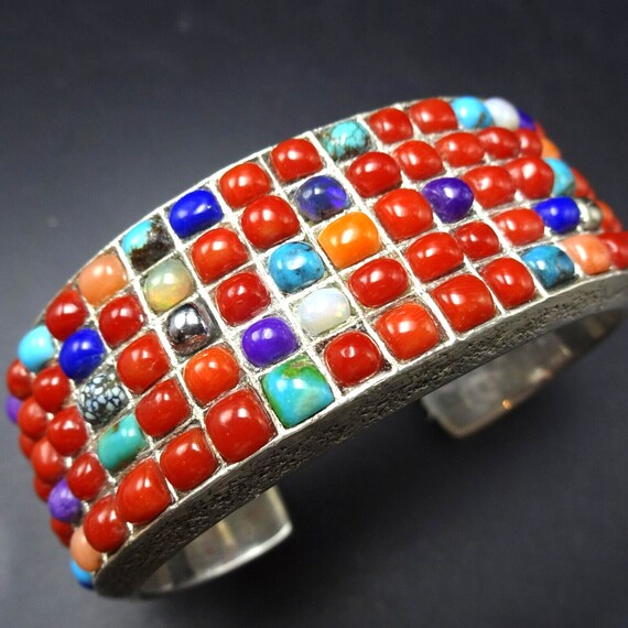 Dynamic Native American Navajo Lapis Sterling Silver Bracelet Signed Jerome Begay Dynamic Native American Navajo Lapis Sterling Silver Bracelet Signed Jerome Begay