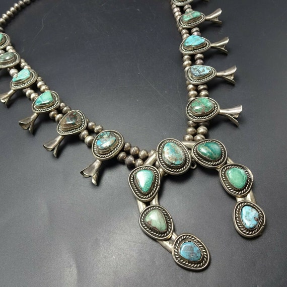 CLASSIC Vintage Sterling Silver TURQUOISE Squash … - image 6