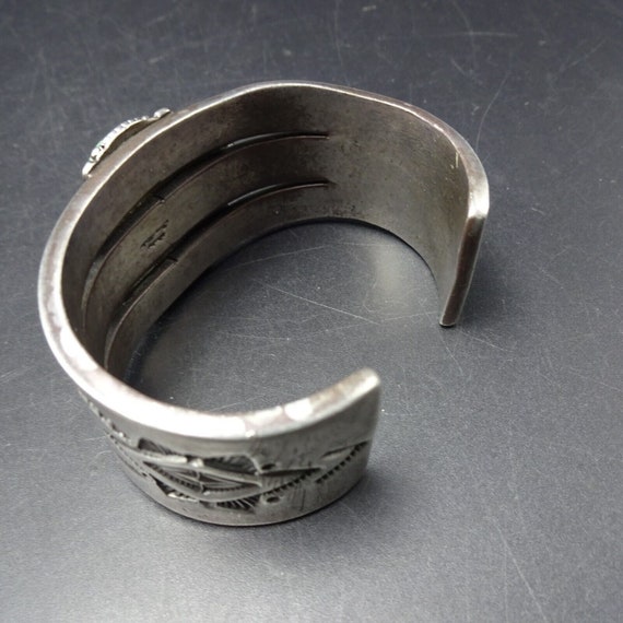 Heavy Navajo Hand Stamped Sterling Silver CARICO … - image 9