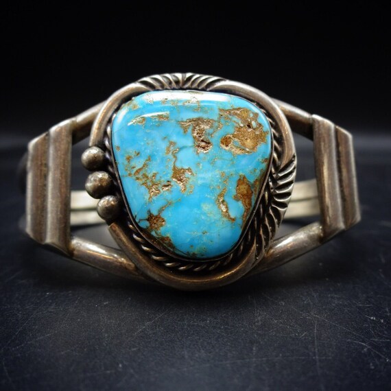 Powerful Vintage Native American Navajo Easter Blue Turquoise Sterling Silver Coral Bracelet Powerful Vintage Native American Navajo Easter Blue Turquoise Sterling Silver Coral Bracelet