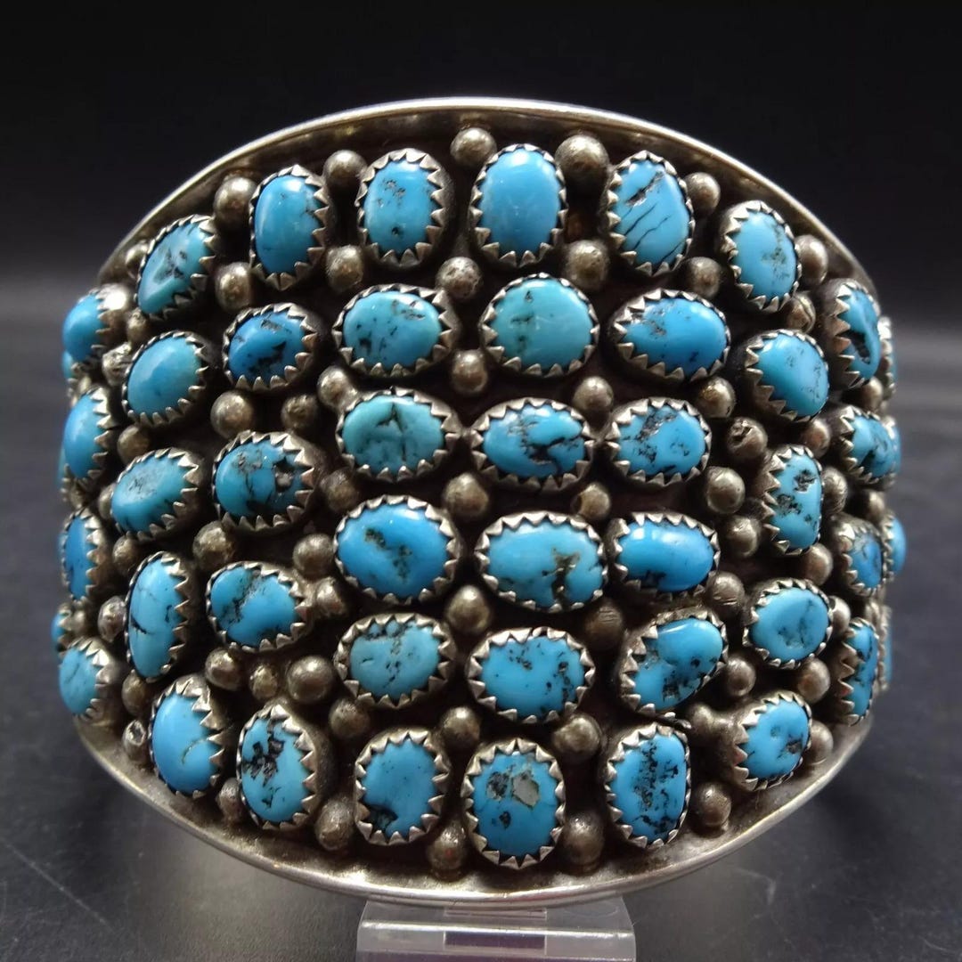 Old Pawn Large and Gorgeous 1940s Cluster Cuff