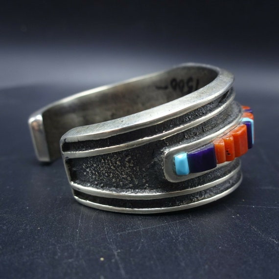 Lester James Navajo Tufa Sterling Silver TURQUOIS… - image 5