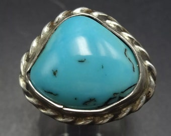 Vintage TURQUOISE and Sterling Silver RING size 6.25 SOUTHWESTERN 5.4g