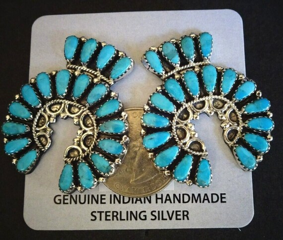 アクセサリー indian jewelry navajo Zaita Begay NATIVE AMERICAN NAVAJO STERLING SILVER & TURQUOISE EARRINGS