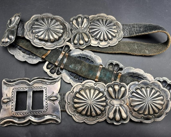 1920s 1930s NAVAJO Third Phase 3 CONCHO BELT Coin Silver Stamped