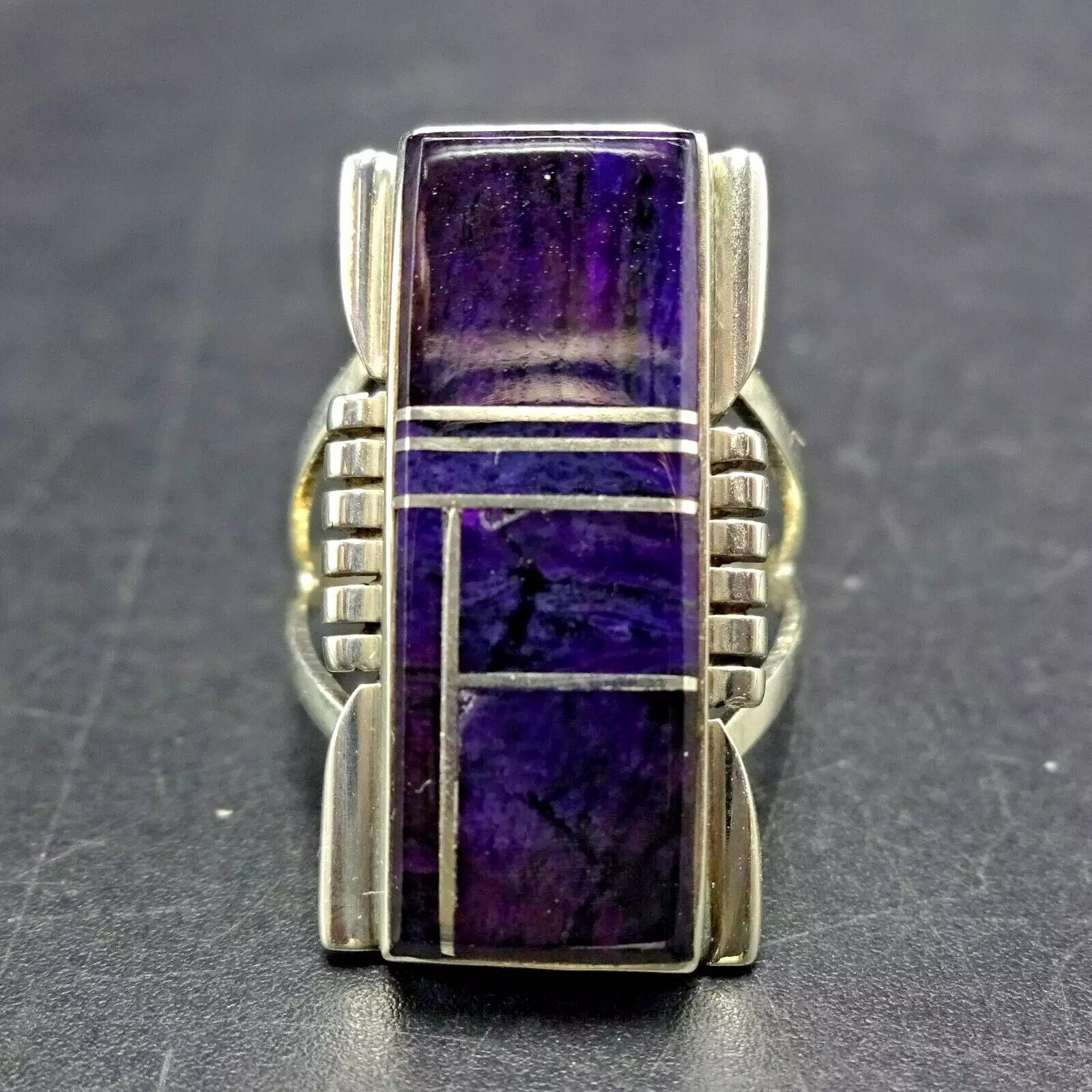 Vintage ANTONIO YAZZIE Navajo Purple SUGILITE Inlay Sterling 