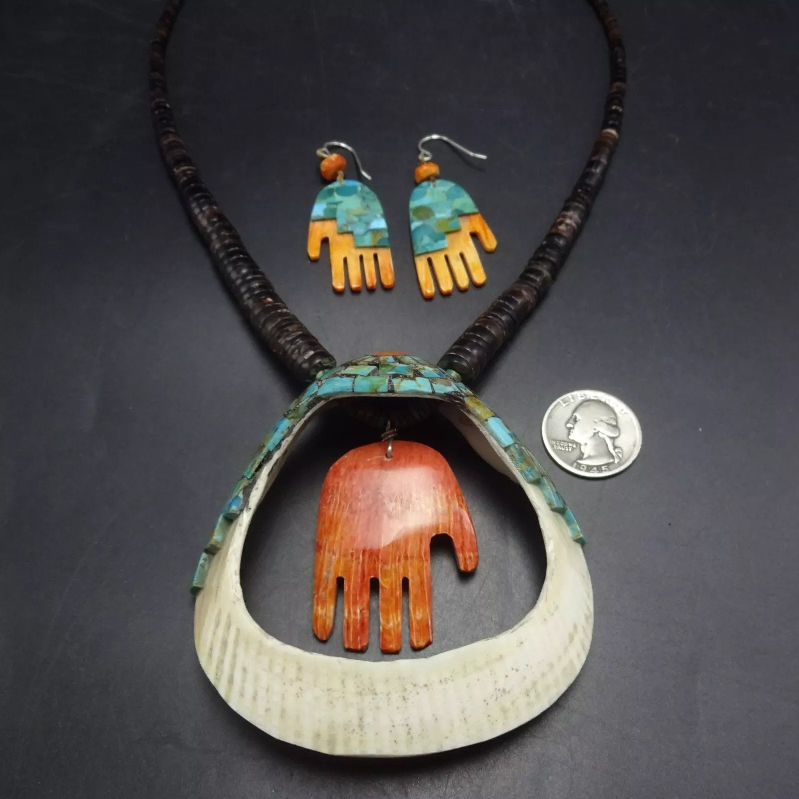 Kewa Warren NIETO Turquoise and Spiny Oyster Shell NECKLACE and