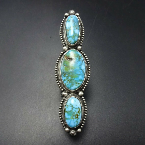 Triple Light Stone Vintage Native American Navajo Turquoise Sterling Silver Bracelet Triple Light Stone Vintage Native American Navajo Turquoise Sterling Silver Bracelet