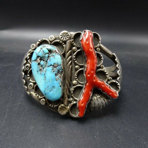 Old 1950s Sterling Silver Branch Coral and BLUE T… - image 10