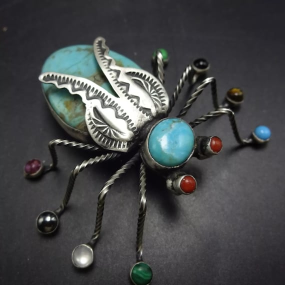 Herbert Ration NAVAJO Sterling Silver TURQUOISE B… - image 1