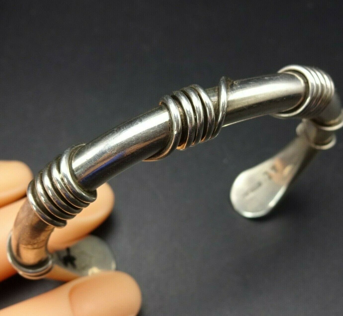 Vintage Heavy Gauge Sterling Silver WRAPPED WIRE Cuff