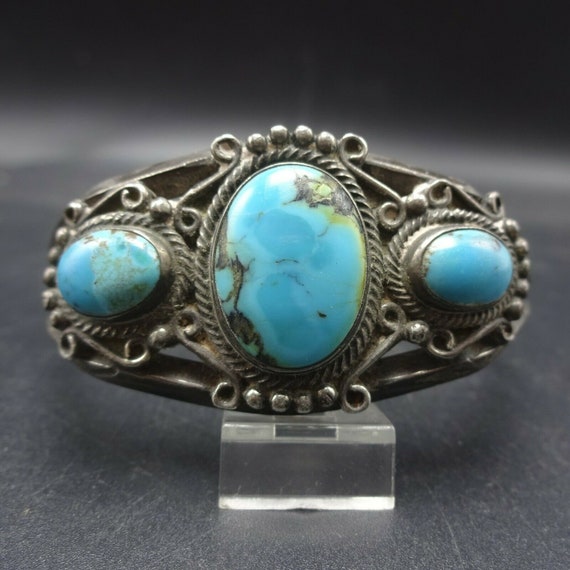 Early 1900's Vintage Zuni Turquoise Kachina Sterling Native American Jewelry Silver Ring Old Early 1900's Vintage Zuni Turquoise Kachina Sterling Native American Jewelry Silver Ring Old