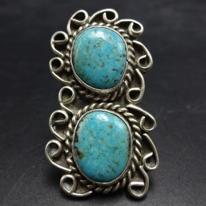 CLASSIC Old 1970s NATURAL TURQUOISE Sterling Silver Ring size 5.5 Vintage Pawn