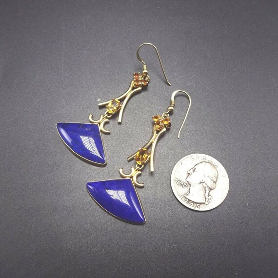 Vintage ESTATE 14K Gold Blue LAPIS Lazuli & Citri… - image 3