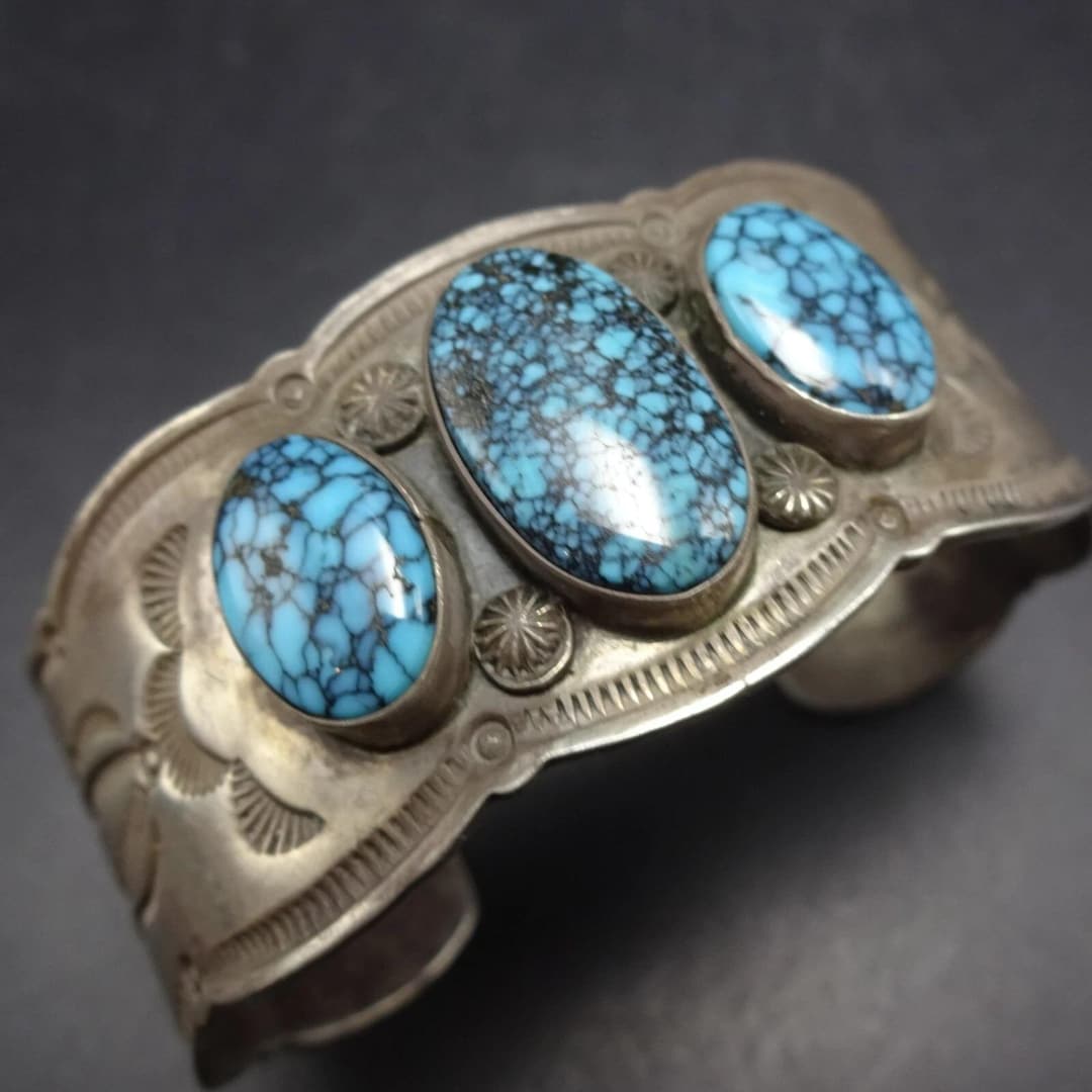 Navajo AARON TOADLENA Sterling Silver Kingman Spiderweb