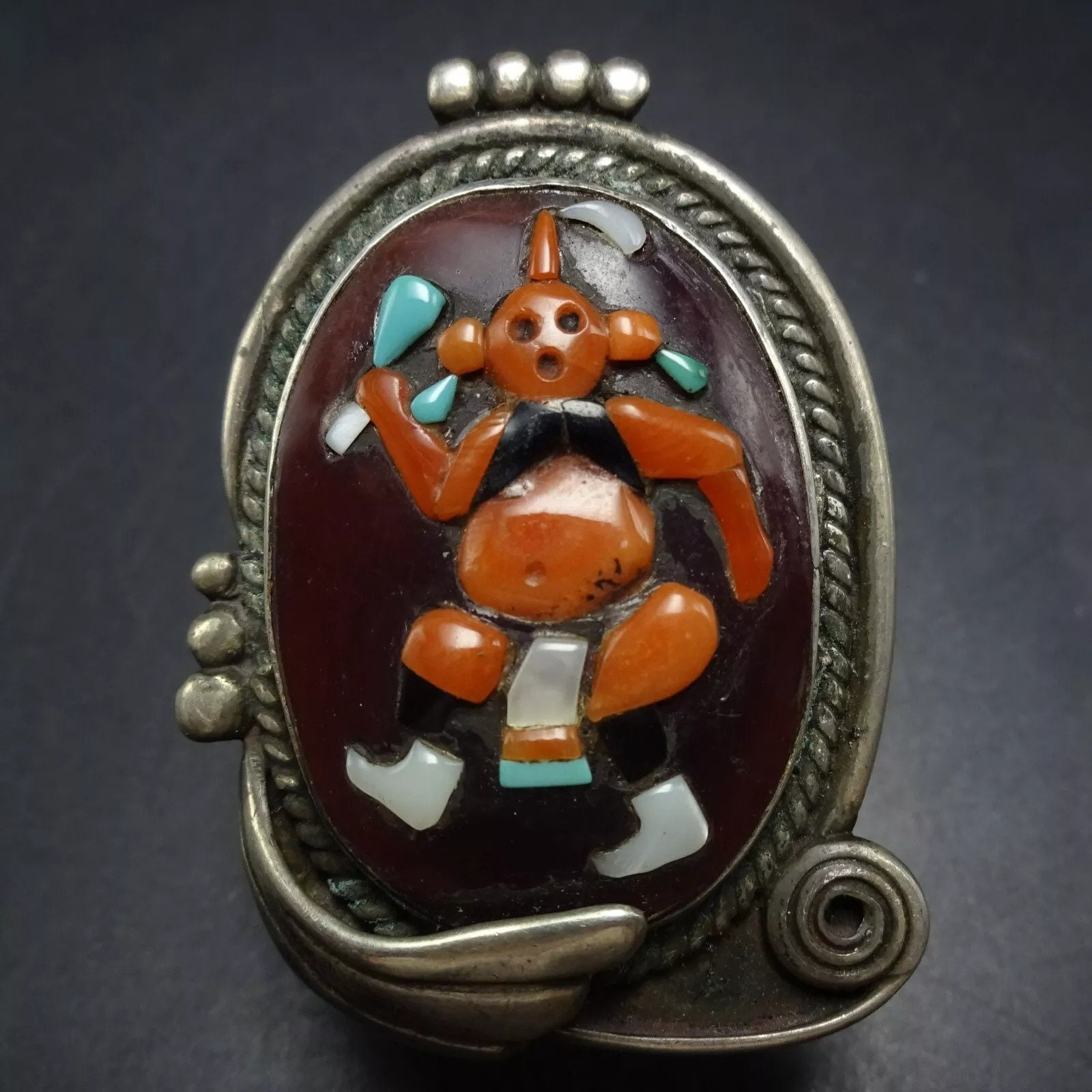 Cute Tammy Pinto Zuni Native American Turquoise Coral Sterling Silver Bracelet Cute Tammy Pinto Zuni Native American Turquoise Coral Sterling Silver Bracelet