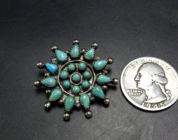 Old Pawn TURQUOISE PETIT POINT Sterling Silver 1.… - image 9