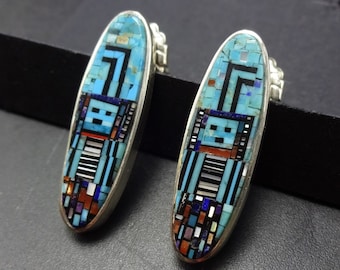 Unrivaled Native American Zuni Turquoise Multi Petit Point Sterling Silver Bracelet Unrivaled Native American Zuni Turquoise Multi Petit Point Sterling Silver Bracelet
