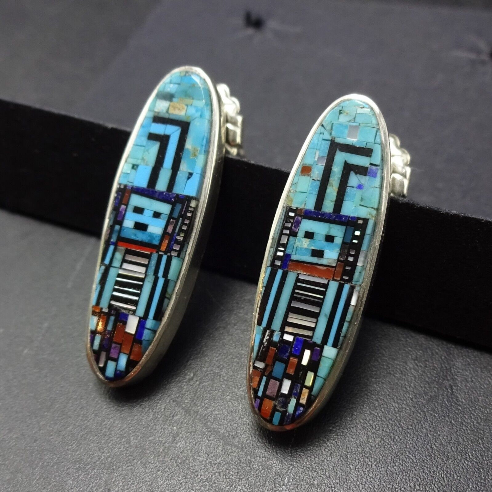 Unrivaled Native American Zuni Turquoise Multi Petit Point Sterling Silver Bracelet Unrivaled Native American Zuni Turquoise Multi Petit Point Sterling Silver Bracelet