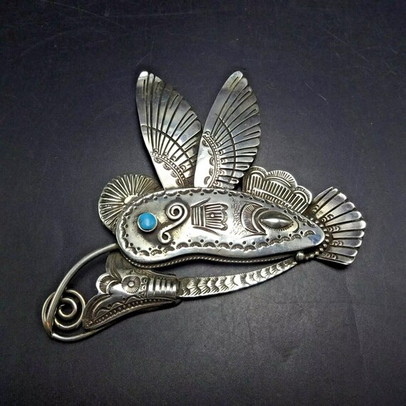 Huge ART TAFOYA Hand Stamped Sterling Silver Humm… - image 4