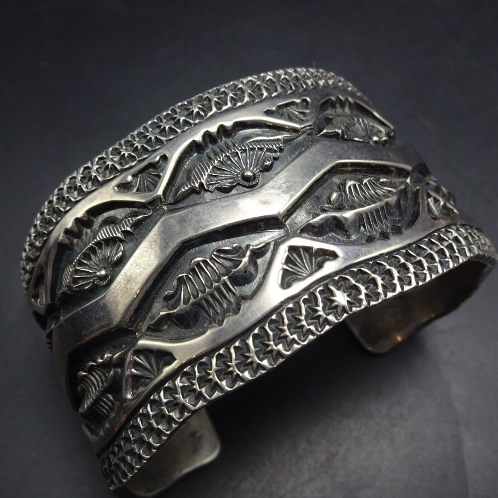 Tremendous Vintage Native American Navajo Green Turquoise Sterling Silver Marc James Bracelet Tremendous Vintage Native American Navajo Green Turquoise Sterling Silver Marc James Bracelet
