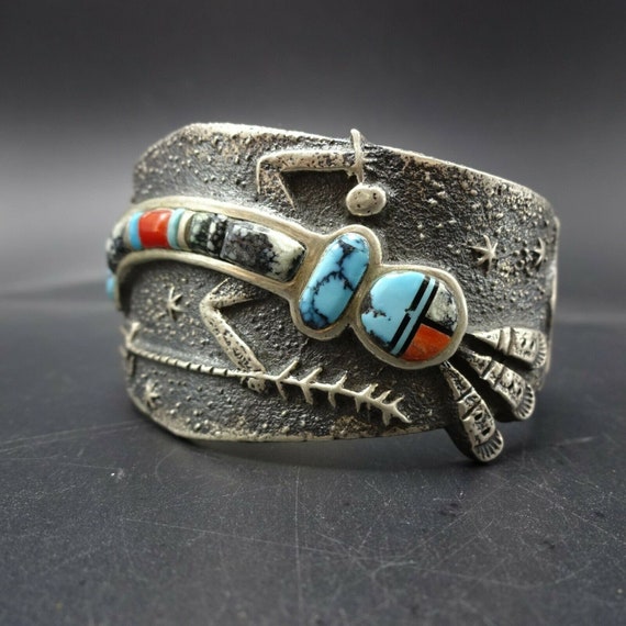 Lester James NAVAJO Tufa Cast Sterling Silver RAI… - image 10