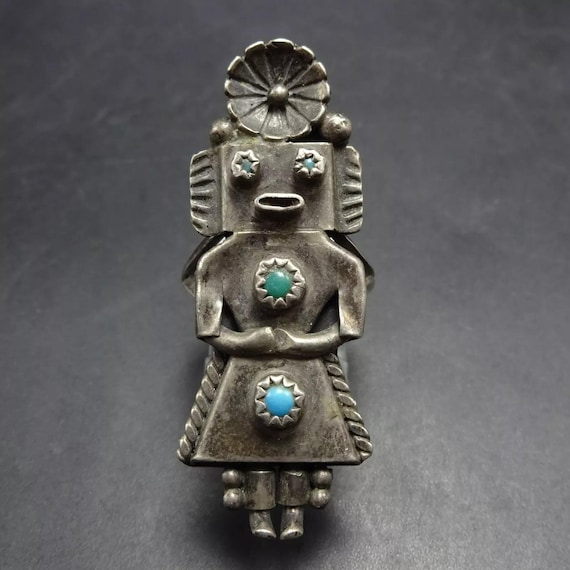 Authentic Vintage Native American Navajo Orville Tsinnie Turquoise Sterling Silver Ring Old Authentic Vintage Native American Navajo Orville Tsinnie Turquoise Sterling Silver Ring Old