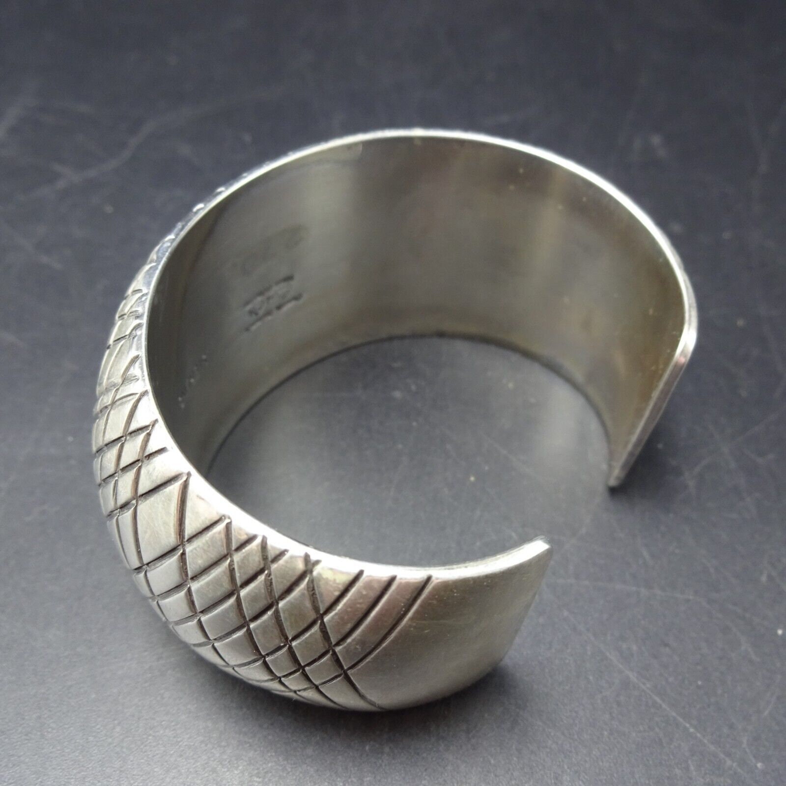 Orville Tsinnie NAVAJO Hand Stamped Sterling Silver CROSSHATCH