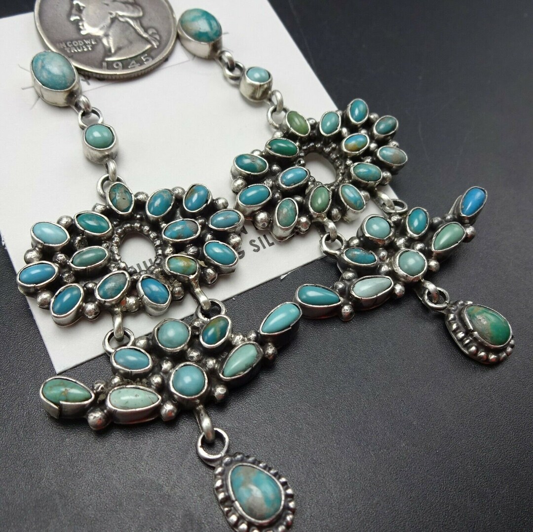 Spectacular NAVAJO Sterling Silver TURQUOISE Chandelier - Etsy