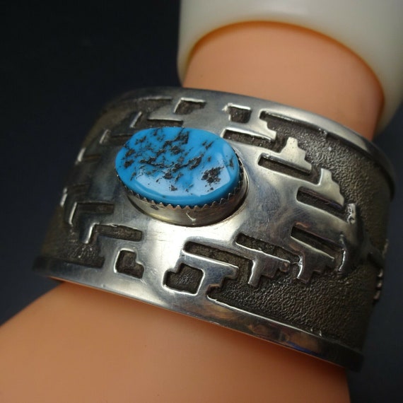 Vintage Heavy Gauge Sterling Silver High Blue TUR… - image 3