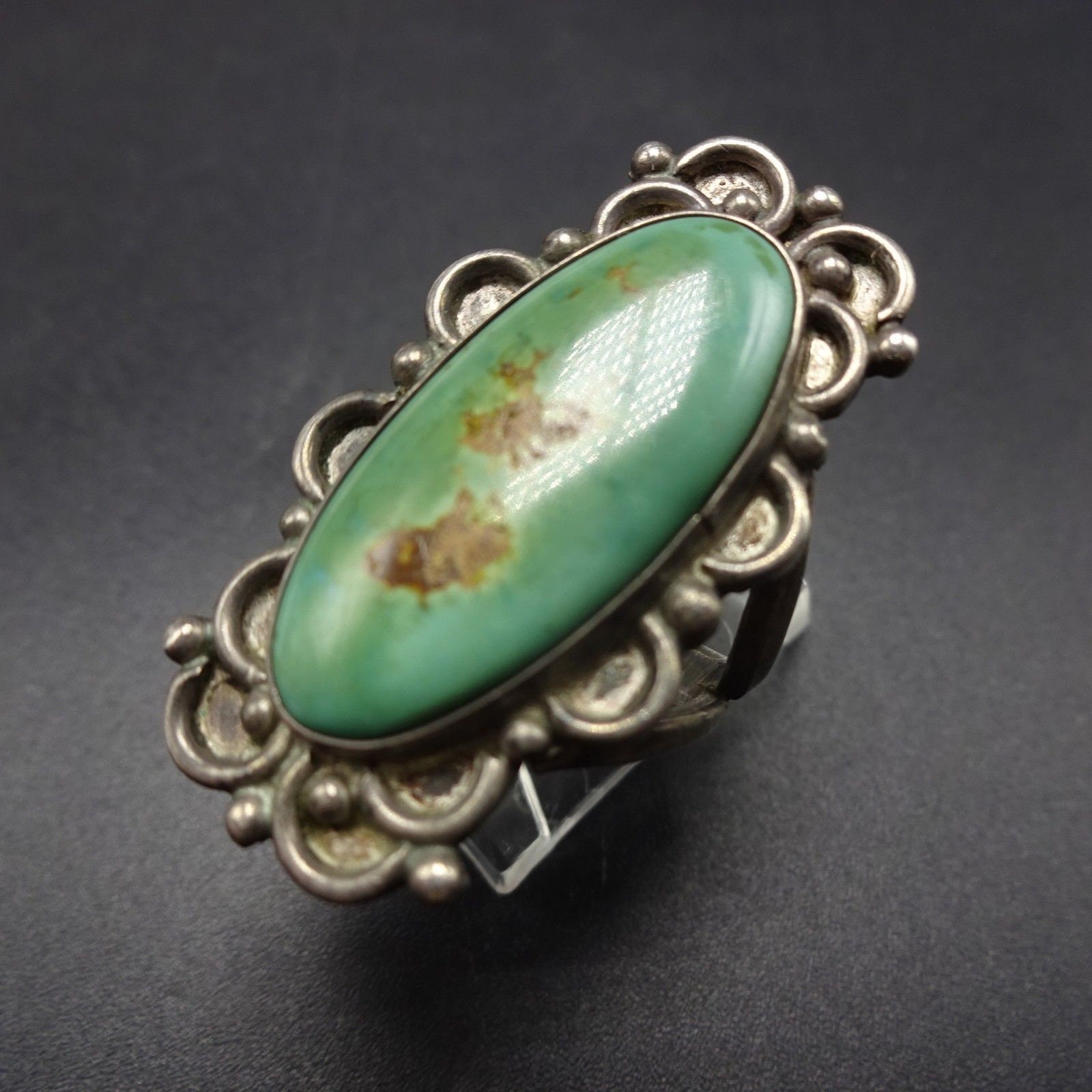 MID-CENTURY Vintage Navajo Sterling Silver and TURQUOISE Ring Size 6.5 ...