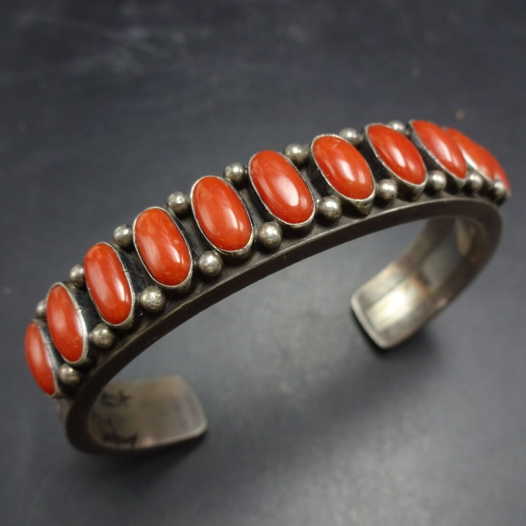 Ernest Roy Begay NAVAJO Sterling Silver RED MEDITERRANEAN Coral