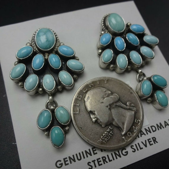 Lovely NAVAJO Sterling Silver and LIGHT Blue TURQ… - image 3