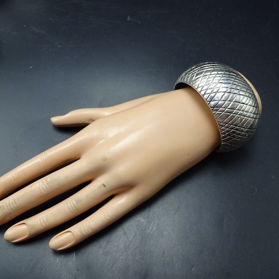 Orville Tsinnie NAVAJO Hand Stamped Sterling Silver CROSSHATCH
